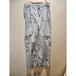 Abound Women Cargo Utility Pants Size S Light Blue Elastic Waist Drawstring‎